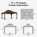 PURPLE LEAF Outdoor Hardtop Gazebo for Garden Bronze Double Roof Aluminum Frame Pavilion