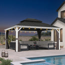 PURPLE LEAF White Gazebo for Modern Patio Double Galvanized Steel Roof Awning and Upgrade Curtain with Lights-clear