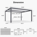 PURPLE LEAF Caesar Outdoor Louvered Pergola Patio Sun Shade Shelter with Adjustable Hardtop Patio Pergola Gray Frame White Roof