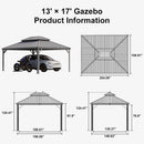 PURPLE LEAF Light Grey Metal Carport with Galvanized Steel Roof Heavy Duty Permanent Outdoor Car Shelter