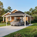 PURPLE LEAF White Metal Carport with Galvanized Steel Roof Aluminum Frame All-Weather Car Shelter