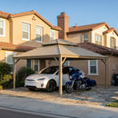PURPLE LEAF Outdoor Carport Gazebo Champagne Steel Roof Aluminum Frame Shelter for Parking