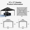 PURPLE LEAF Outdoor Metal Carport with Grey Steel Roof and Aluminum Frame Protective Shelter