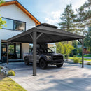 PURPLE LEAF Outdoor Metal Carport with Grey Steel Roof and Aluminum Frame Protective Shelter