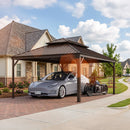 PURPLE LEAF Outdoor Metal Carport Gazebo Bronze Steel Roof Aluminum Frame Shelter for Parking