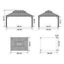 PURPLE LEAF Patio Gazebo for Backyard Grey Hardtop Galvanized Steel Roof Awning with Upgrade Curtain