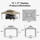 PURPLE LEAF Outdoor Carport Gazebo Champagne Steel Roof Aluminum Frame Shelter for Parking
