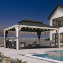 PURPLE LEAF White Gazebo for Modern Patio Double Galvanized Steel Roof Awning and Upgrade Curtain with Lights-clear