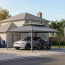 PURPLE LEAF Light Grey Metal Carport with Galvanized Steel Roof Heavy Duty Permanent Outdoor Car Shelter