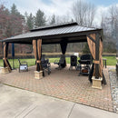 PURPLE LEAF Outdoor Hardtop Gazebo for Garden Bronze Double Roof Aluminum Frame Pavilion