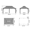 PURPLE LEAF Patio Gazebo for Backyard Grey Hardtop Galvanized Steel Roof Awning with Upgrade Curtain