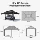 PURPLE LEAF Outdoor Metal Carport with Grey Steel Roof and Aluminum Frame Protective Shelter
