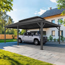 PURPLE LEAF Outdoor Metal Carport with Grey Steel Roof and Aluminum Frame Protective Shelter