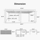 PURPLE LEAF Caesar LED Louvered Pergola with Integrated Solar Strip Lights Adjustable Aluminum Louvers Wind Resistant Pergolas for Patio Dining Deck Garden Yard White
