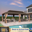 PURPLE LEAF Outdoor Hardtop Gazebo for Garden Bronze Double Roof Aluminum Frame Pavilion with Reinforcement Support Rod