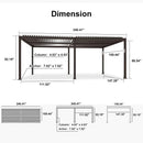 PURPLE LEAF Caesar Louvered Pergola Outdoor Adjustable Louvre Shade Modern Patio Aluminum Pergola with  Yellow Lights