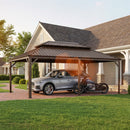 PURPLE LEAF Outdoor Metal Carport Gazebo Bronze Steel Roof Aluminum Frame Shelter for Parking