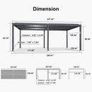 PURPLE LEAF Caesar Louvered Pergola with Yellow String Lights Patio Aluminum Pergola with Independent Adjustable Rainproof Roof Hardtop Pergola for Outdoor Deck Garden Yard