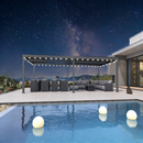 PURPLE LEAF Caesar Louvered Pergola with Yellow String Lights Patio Aluminum Pergola with Independent Adjustable Rainproof Roof Hardtop Pergola for Outdoor Deck Garden Yard