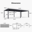 PURPLE LEAF Caesar Solar Louvered Pergola with LED Strip Lights and Control Panel Aluminum Outdoor Pergola with Adjustable Roof for Patio Deck Garden Yard Gray