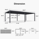 PURPLE LEAF Caesar Louvered Pergola with Yellow String Lights Patio Aluminum Pergola with Independent Adjustable Rainproof Roof Hardtop Pergola for Outdoor Deck Garden Yard