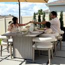 PURPLE LEAF Provence Patio Dining Set Luxury Modern Conversation Set Aluminum Large Rectangle Dining Table and Chairs with Olefin Cushion Outdoor Furniture Set for Garden Porch Deck Backyard
