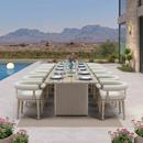 PURPLE LEAF Provence Patio Dining Set Luxury Modern Conversation Set Aluminum Large Rectangle Dining Table and Chairs with Olefin Cushion Outdoor Furniture Set for Garden Porch Deck Backyard