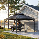 PURPLE LEAF Outdoor Metal Carport with Grey Steel Roof and Aluminum Frame Protective Shelter