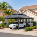 PURPLE LEAF Outdoor Metal Carport with Grey Steel Roof and Aluminum Frame Protective Shelter