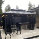 PURPLE LEAF Patio Gazebo for Backyard Grey Hardtop Galvanized Steel Roof Awning with String Lights-clear