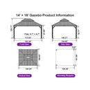 PURPLE LEAF Hardtop Gazebo for Patio Wood Grain Aluminum Frame Awning with String Lights-milky