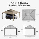 PURPLE LEAF Outdoor Carport Gazebo Champagne Steel Roof Aluminum Frame Shelter for Parking