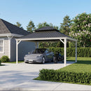 PURPLE LEAF White Metal Carport with Galvanized Steel Roof Aluminum Frame All-Weather Car Shelter