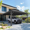 PURPLE LEAF Outdoor Metal Carport with Grey Steel Roof and Aluminum Frame Protective Shelter