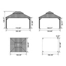 PURPLE LEAF Patio Gazebo for Backyard Grey Hardtop Galvanized Steel Roof Awning with Upgrade Curtain