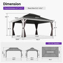 PURPLE LEAF White Gazebo for Modern Patio Double Galvanized Steel Roof Awning and Upgrade Curtain with Lights-milky
