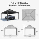 PURPLE LEAF Outdoor Metal Carport with Grey Steel Roof and Aluminum Frame Protective Shelter