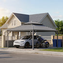 PURPLE LEAF Light Grey Metal Carport with Galvanized Steel Roof Heavy Duty Permanent Outdoor Car Shelter