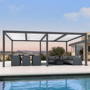 PURPLE LEAF Athena Louvered Pergola Modern Grey Pergola with White Roof for Deck Backyard Garden