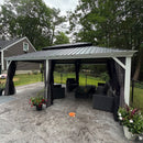 PURPLE LEAF White Gazebo for Modern Patio Double Galvanized Steel Roof Awning and Upgrade Curtain