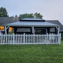 PURPLE LEAF White Gazebo for Modern Patio Double Galvanized Steel Roof Awning and Upgrade Curtain with Lights-clear