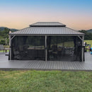 PURPLE LEAF Patio Gazebo for Pool Light Grey Hardtop Galvanized Steel Roof with Reinforcement Support Rod