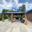 PURPLE LEAF Outdoor Hardtop Gazebo for Garden Bronze Double Roof Aluminum Frame Pavilion