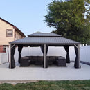 PURPLE LEAF Patio Gazebo for Pool Light Grey Hardtop Galvanized Steel Roof with String Lights-milky