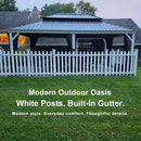 PURPLE LEAF White Gazebo for Modern Patio Double Galvanized Steel Roof Awning and Upgrade Curtain with Lights-clear