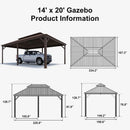PURPLE LEAF Outdoor Metal Carport Gazebo Bronze Steel Roof Aluminum Frame Shelter for Parking