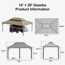 PURPLE LEAF Outdoor Carport Gazebo Champagne Steel Roof Aluminum Frame Shelter for Parking