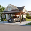 PURPLE LEAF Outdoor Metal Carport Gazebo Bronze Steel Roof Aluminum Frame Shelter for Parking