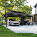 PURPLE LEAF Outdoor Metal Carport with Grey Steel Roof and Aluminum Frame Protective Shelter
