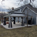 PURPLE LEAF White Gazebo for Modern Patio Double Galvanized Steel Roof Awning and Upgrade Curtain with Lights-clear